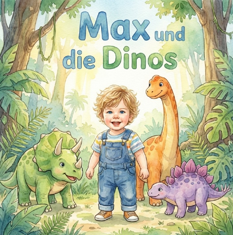 Personalisiertes Kinderbuch Cover - Max und die Dinos